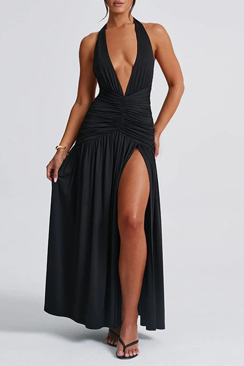 Sienna | Alluring Solid Color Sleeveless Dress with Slit (3 Colors)