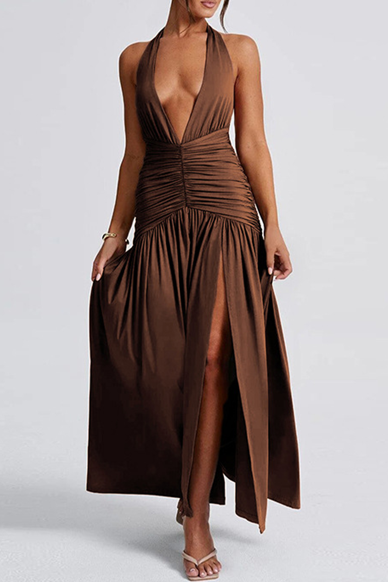 Sienna | Alluring Solid Color Sleeveless Dress with Slit (3 Colors)