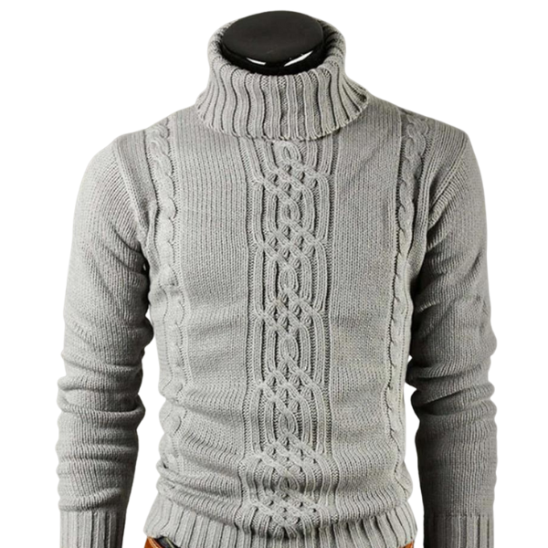 Cotton Sweater with Roll Neck and Cable Knit - ALEX