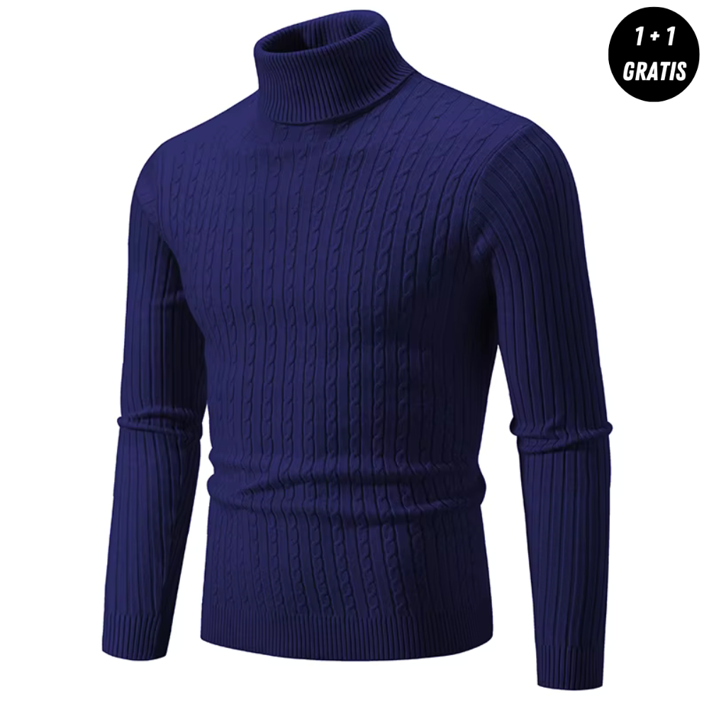 Warmer Knitted Sweater with Roll Neck - ENZO