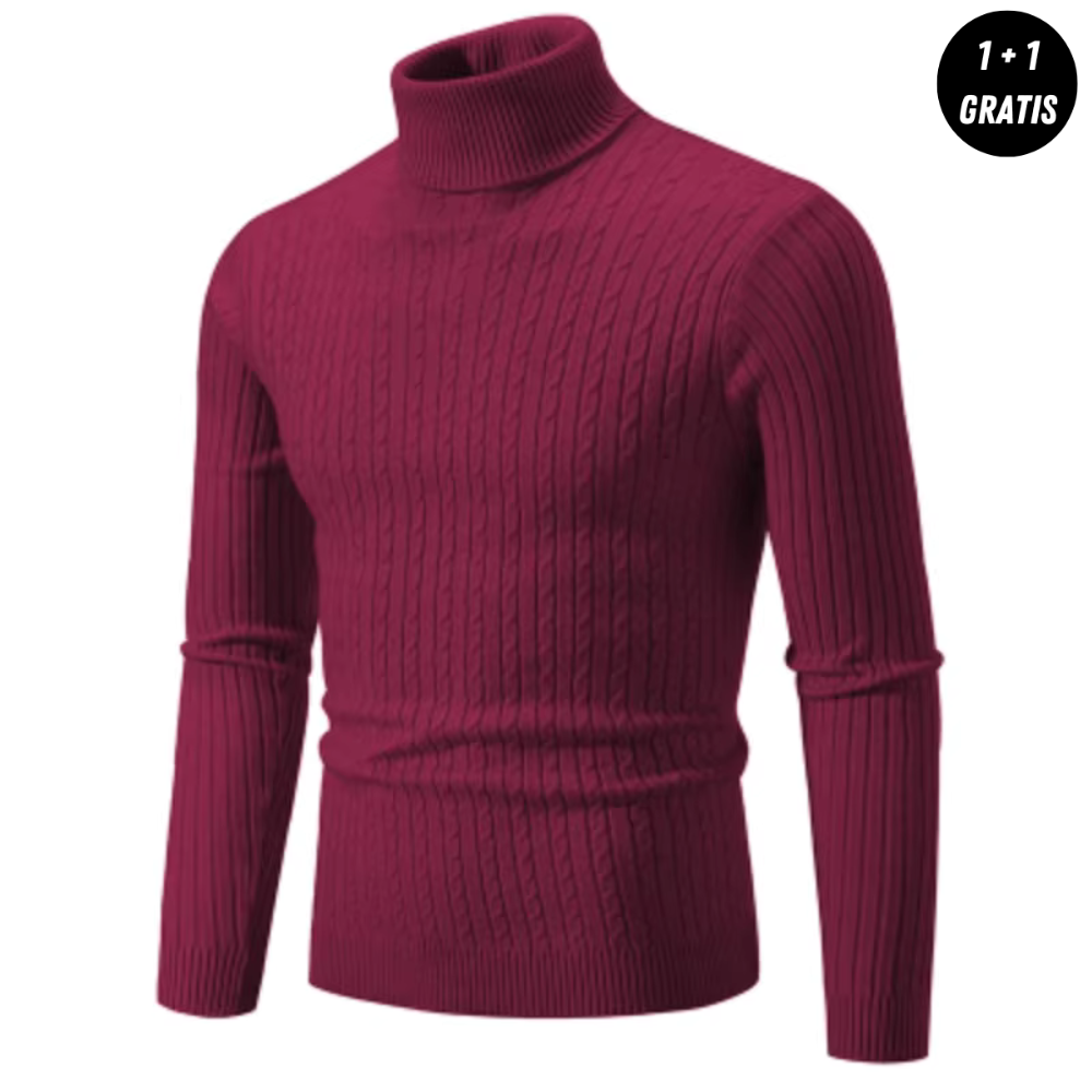 Warmer Knitted Sweater with Roll Neck - ENZO