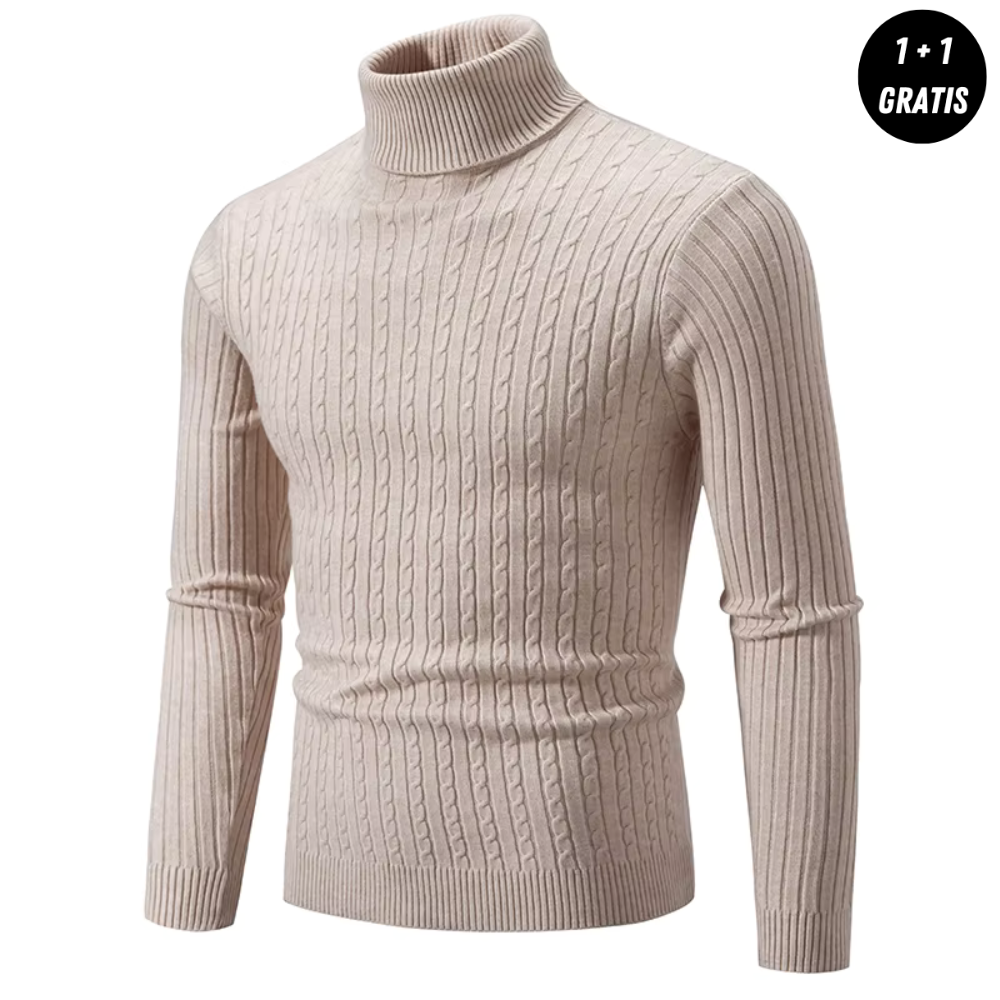 Warmer Knitted Sweater with Roll Neck - ENZO