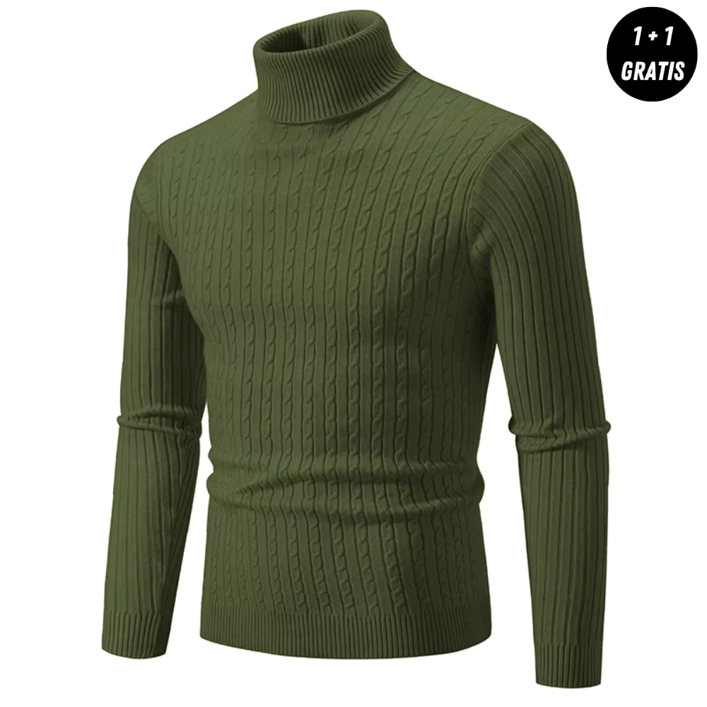 Warmer Knitted Sweater with Roll Neck - ENZO