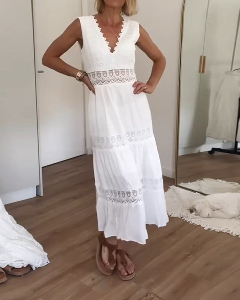 Adeline | Elegant Lace V-Neck Dress
