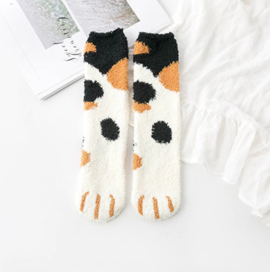Sienna | Plush Cotton Paw Socks (One-Size)