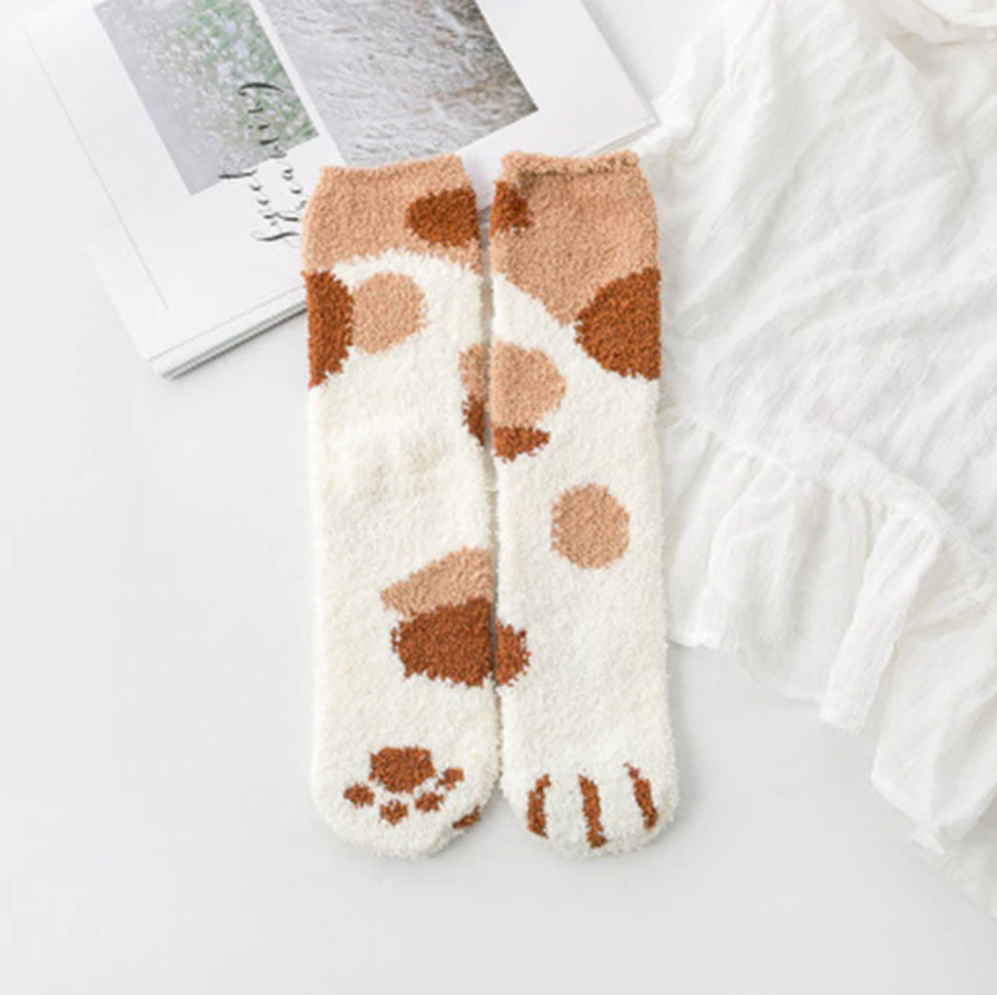 Sienna | Plush Cotton Paw Socks (One-Size)