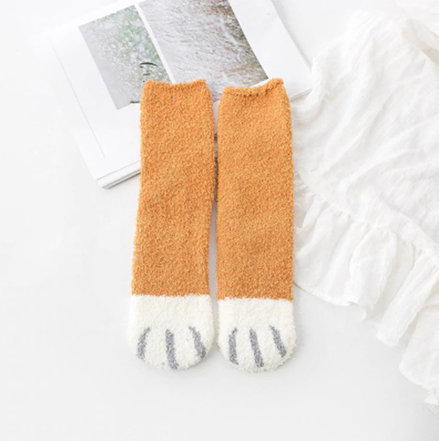 Sienna | Plush Cotton Paw Socks (One-Size)