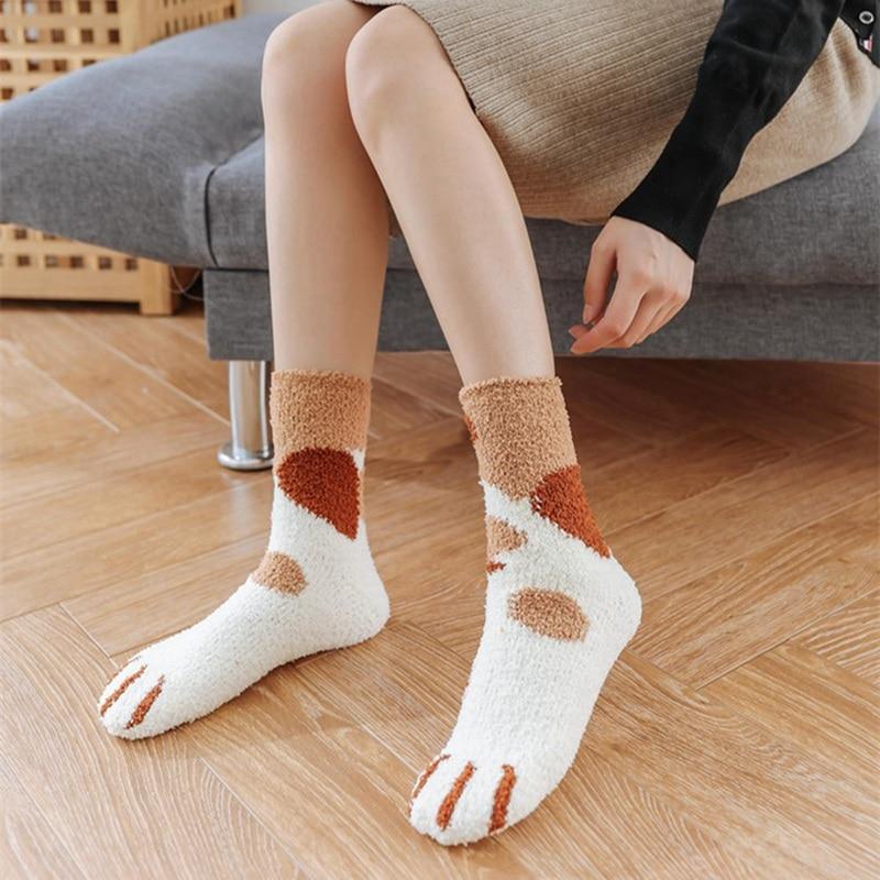 Sienna | Plush Cotton Paw Socks (One-Size)
