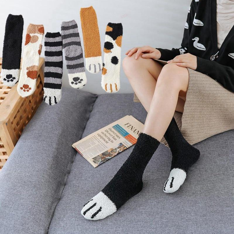 Sienna | Plush Cotton Paw Socks (One-Size)
