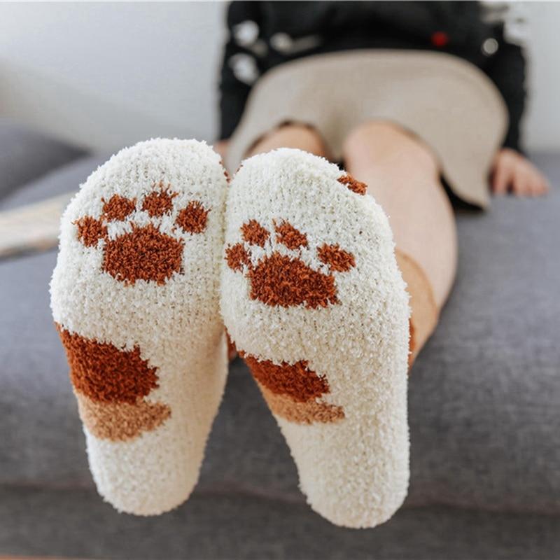 Sienna | Plush Cotton Paw Socks (One-Size)
