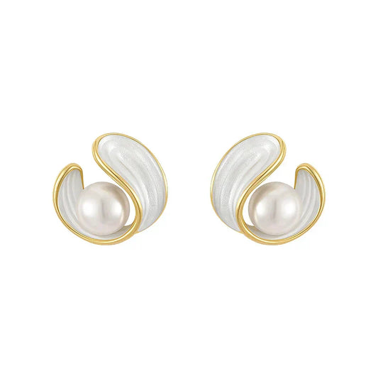 Luxury White Opal Earrings with Pearls in Gold