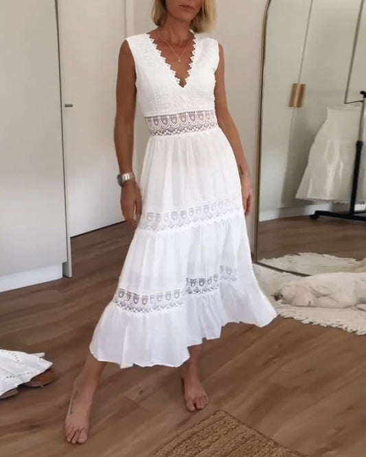 Adeline | Elegant Lace V-Neck Dress