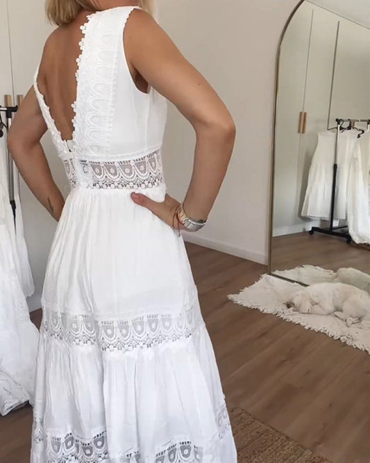 Adeline | Elegant Lace V-Neck Dress